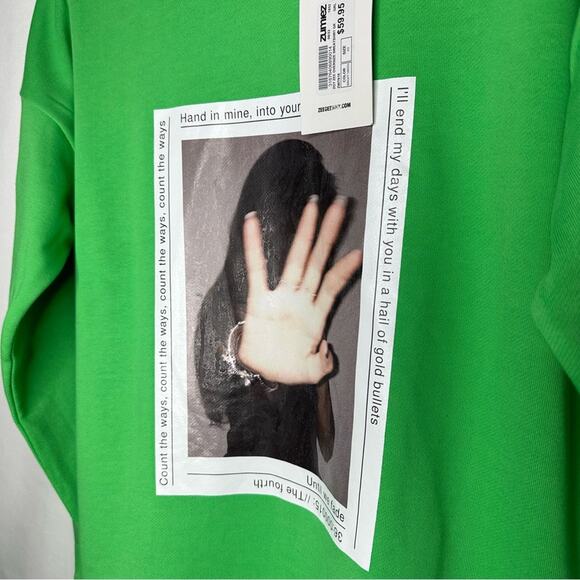 ZGY DENIM Zee Oversized Sweatshirt Electric Green NWT in XS - Picture 4 of 5